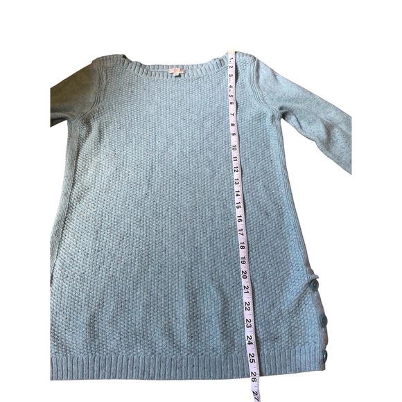 Talbots Womens Blue Button Accent Textured Knit Long Sleeve Top Sweater - Picture 3 of 5